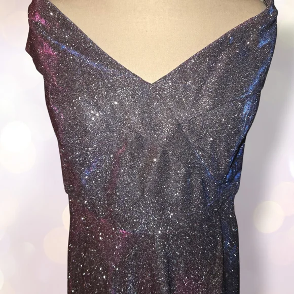 Xscape Metallic Slit Evening Dress - Picture 3 of 8